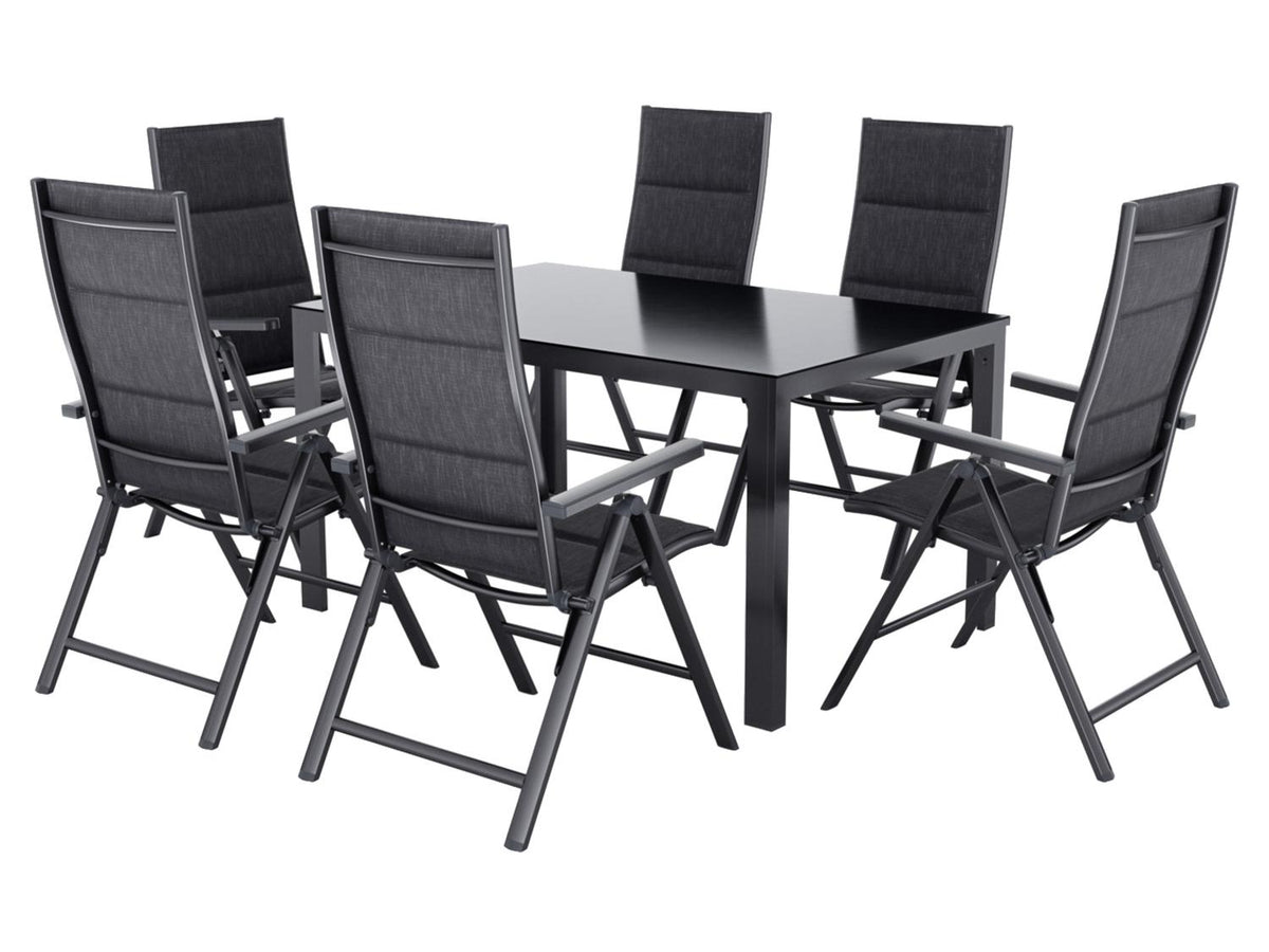 Table de jardin + Lot de 6 fauteuils en aluminium Toronto