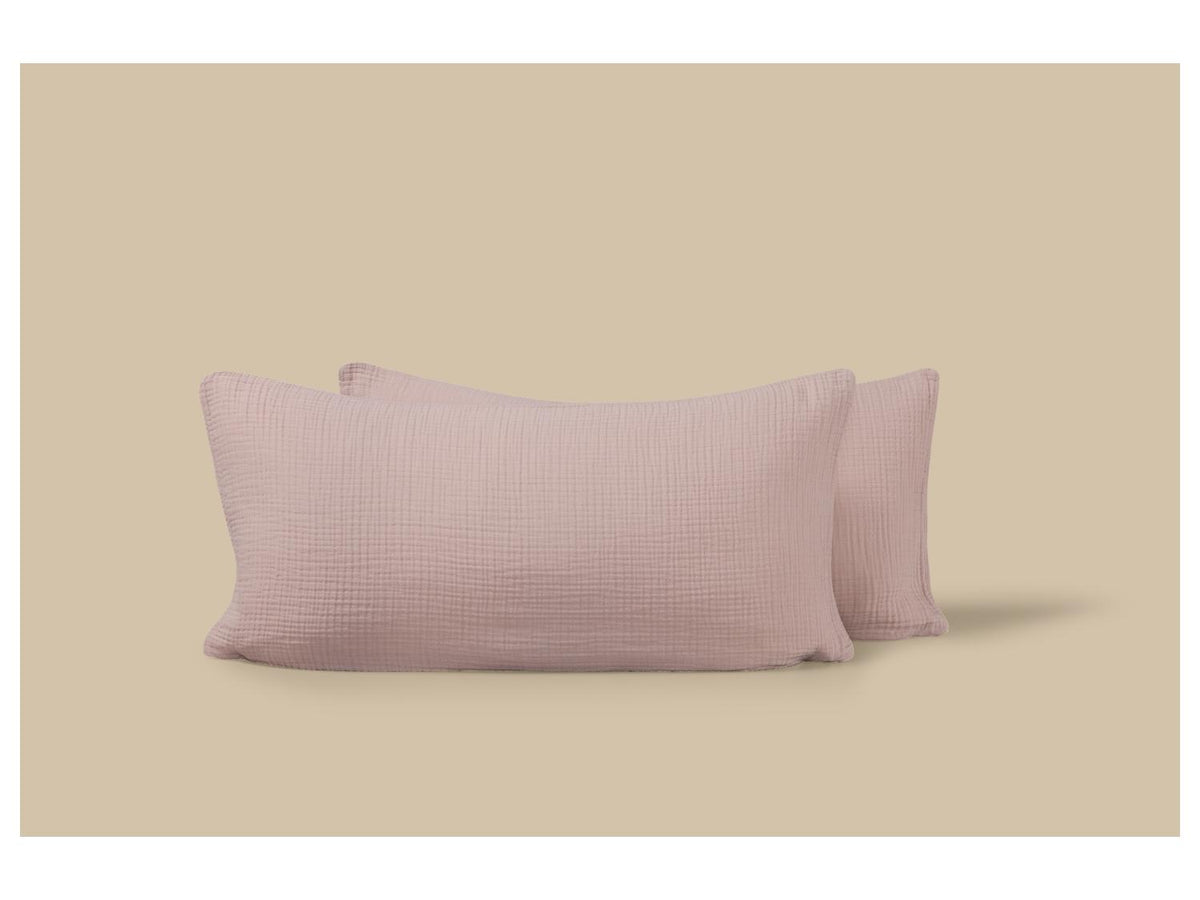 Lot de 2 taies d'oreiller en mousseline, 40 x 80 cm