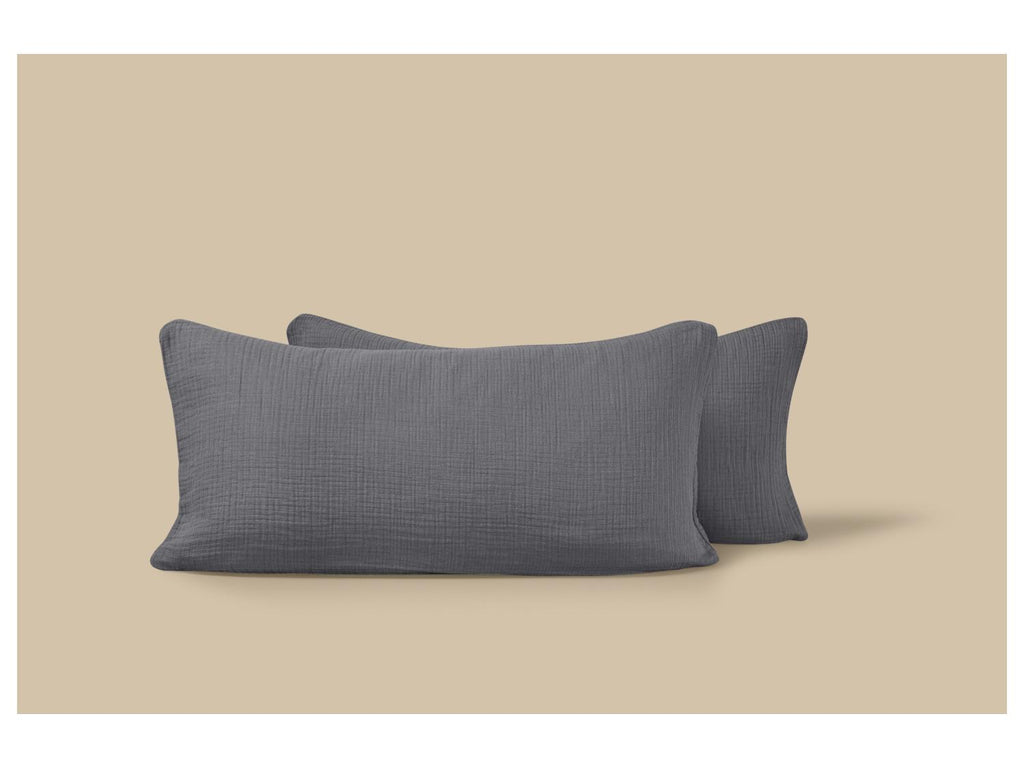 Lot de 2 taies d'oreiller en mousseline, 40 x 80 cm