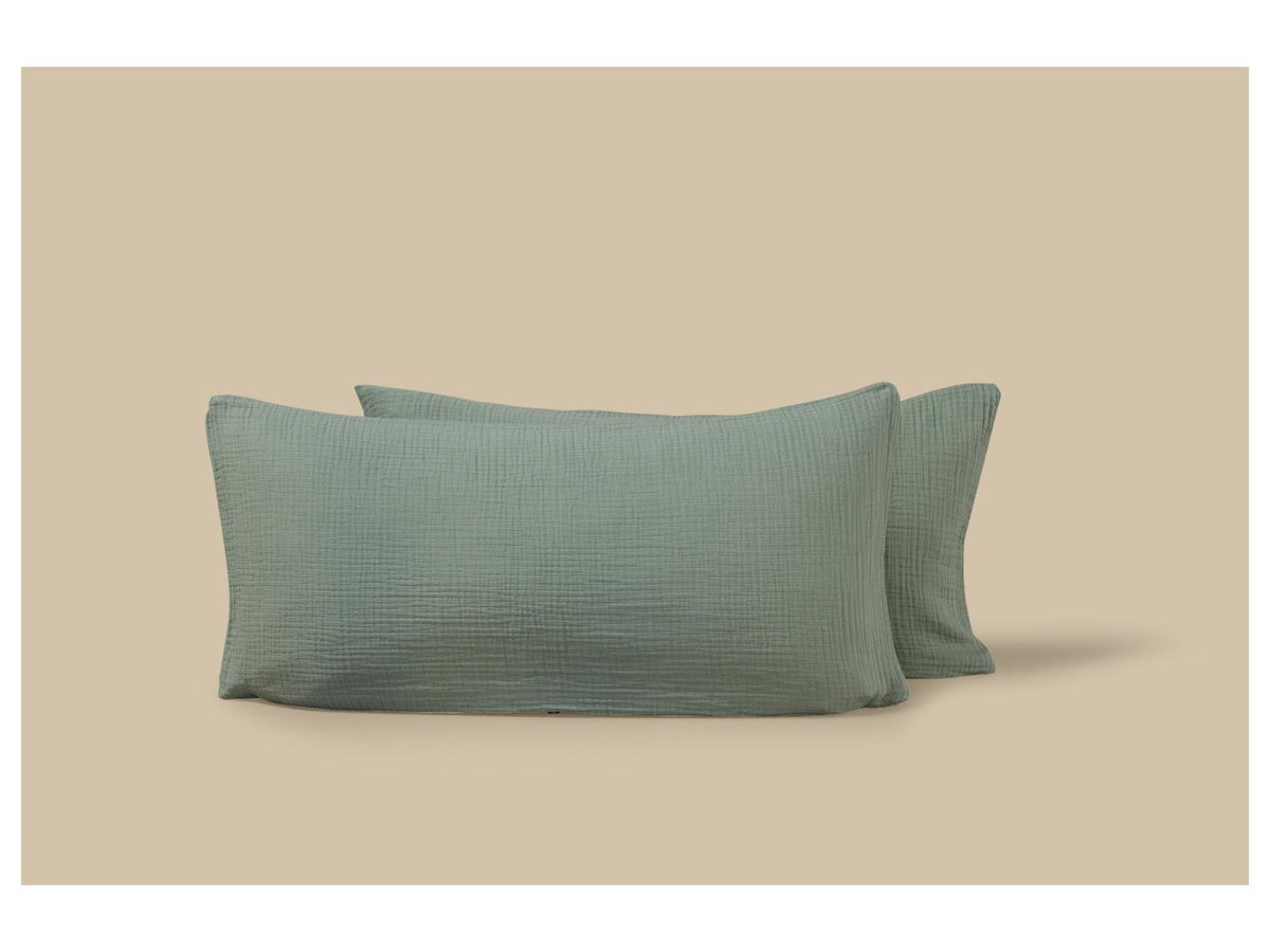 Lot de 2 taies d'oreiller en mousseline, 40 x 80 cm