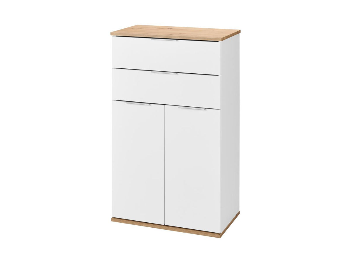 Meuble bas, 57,6 x 32,9 x 94,8 cm, blanc/imitation chêne