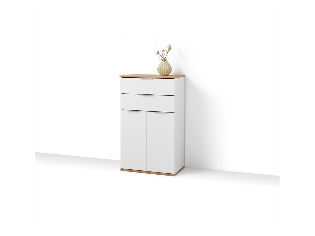 Meuble bas, 57,6 x 32,9 x 94,8 cm, blanc/imitation chêne