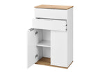 Meuble bas, 57,6 x 32,9 x 94,8 cm, blanc/imitation chêne