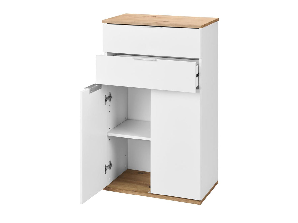 Meuble bas, 57,6 x 32,9 x 94,8 cm, blanc/imitation chêne