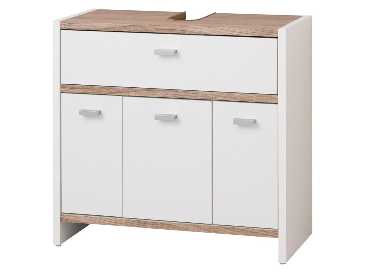 Meuble sous-vasque Boston, 58,1 x 55 x 28 cm, blanc/imitation chêne
