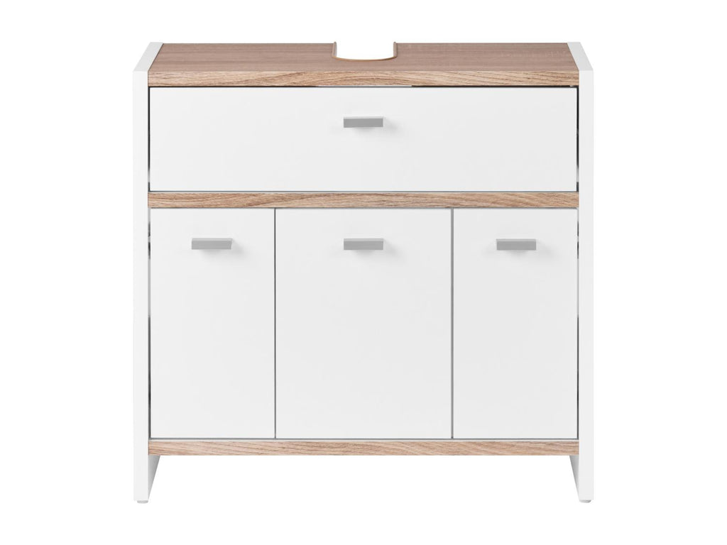Meuble sous-vasque Boston, 58,1 x 55 x 28 cm, blanc/imitation chêne