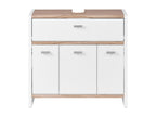 Meuble sous-vasque Boston, 58,1 x 55 x 28 cm, blanc/imitation chêne