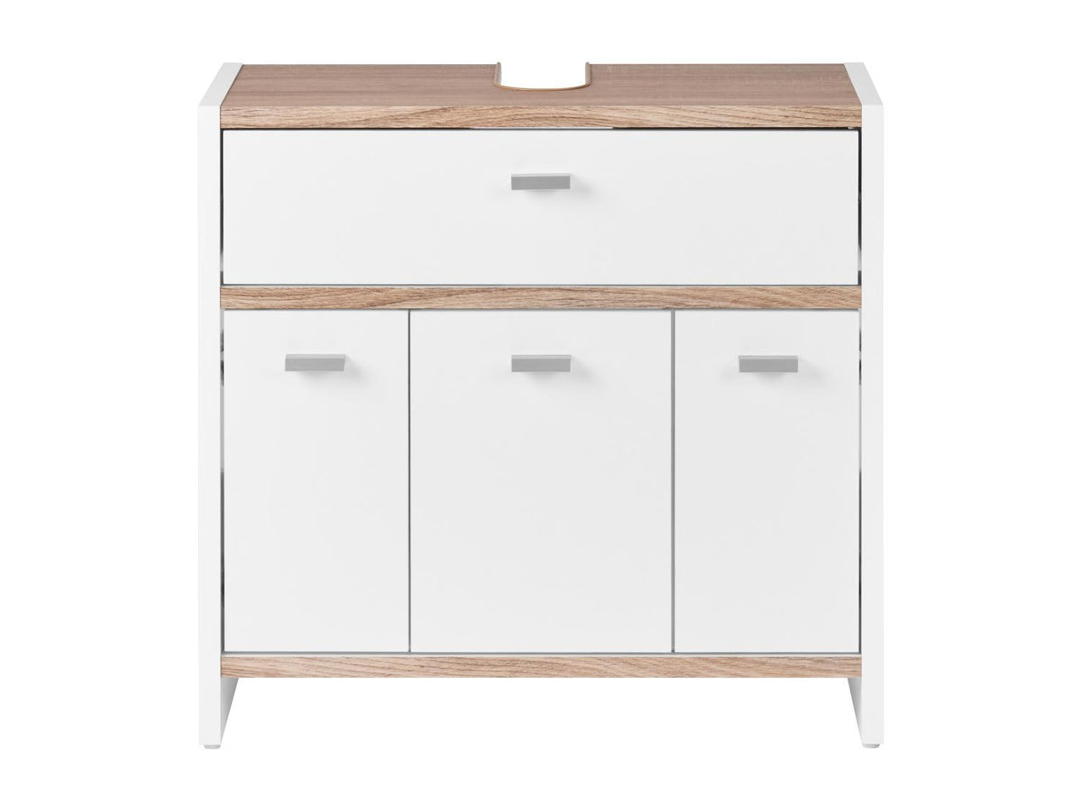 Meuble sous-vasque Boston, 58,1 x 55 x 28 cm, blanc/imitation chêne