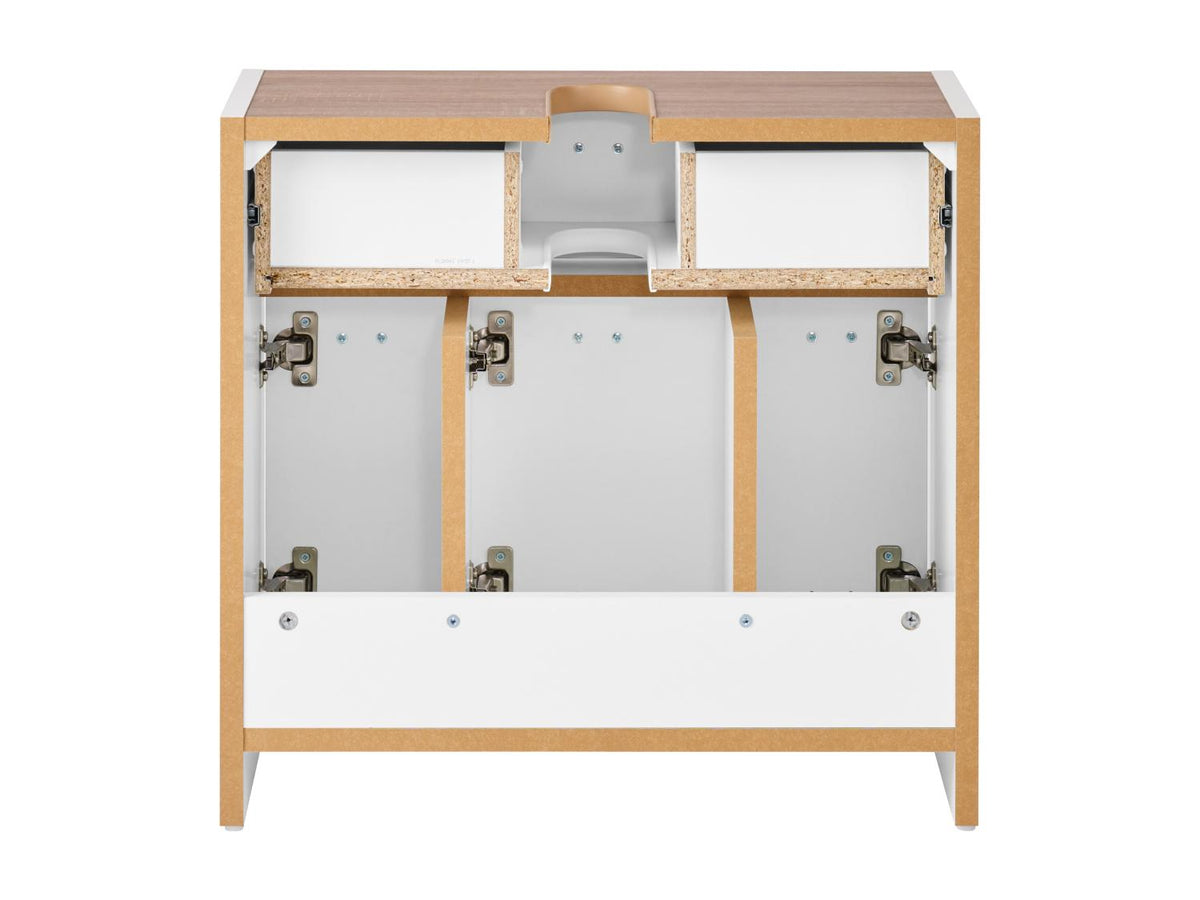 Meuble sous-vasque Boston, 58,1 x 55 x 28 cm, blanc/imitation chêne
