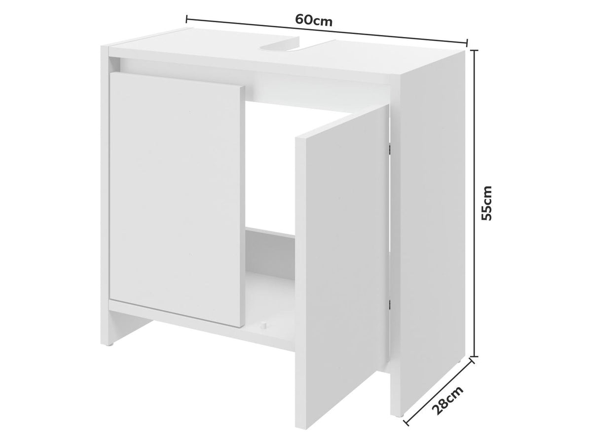 Meuble sous-vasque Oslo, 60 x 55 x 28 cm, blanc