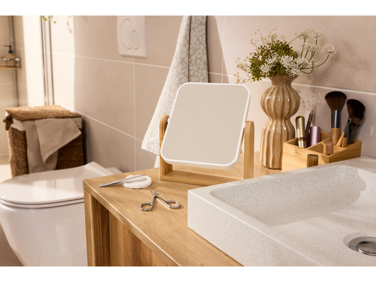Poubelle de salle de bains / Miroir cosmétique