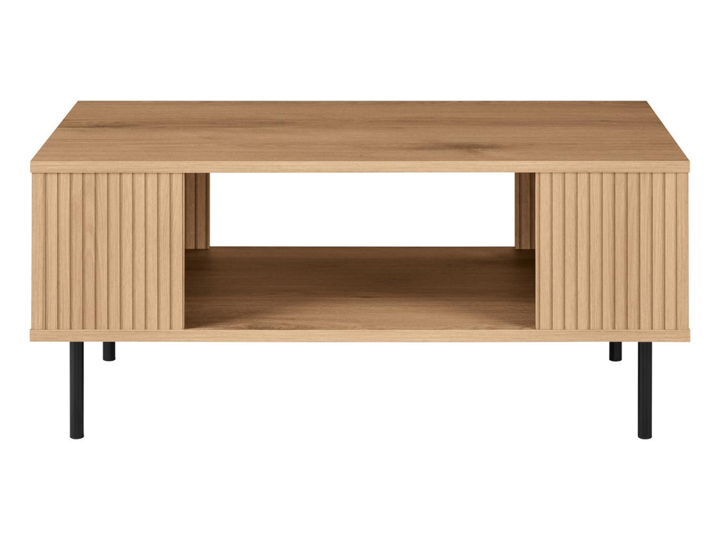 Table basse cannelée, 92 x 40 x 50 cm, imitation chêne