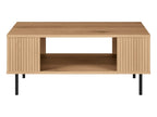 Table basse cannelée, 92 x 40 x 50 cm, imitation chêne
