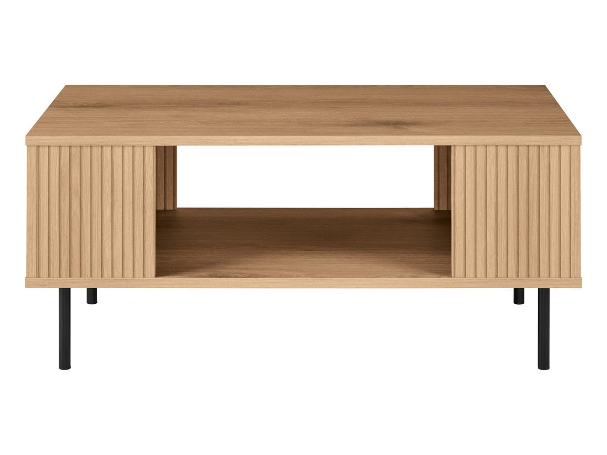 Table basse cannelée, 92 x 40 x 50 cm, imitation chêne