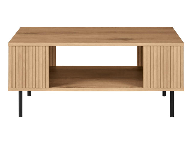 Table basse cannelée, 92 x 40 x 50 cm, imitation chêne