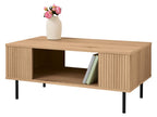 Table basse cannelée, 92 x 40 x 50 cm, imitation chêne