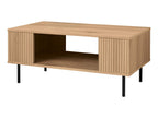 Table basse cannelée, 92 x 40 x 50 cm, imitation chêne