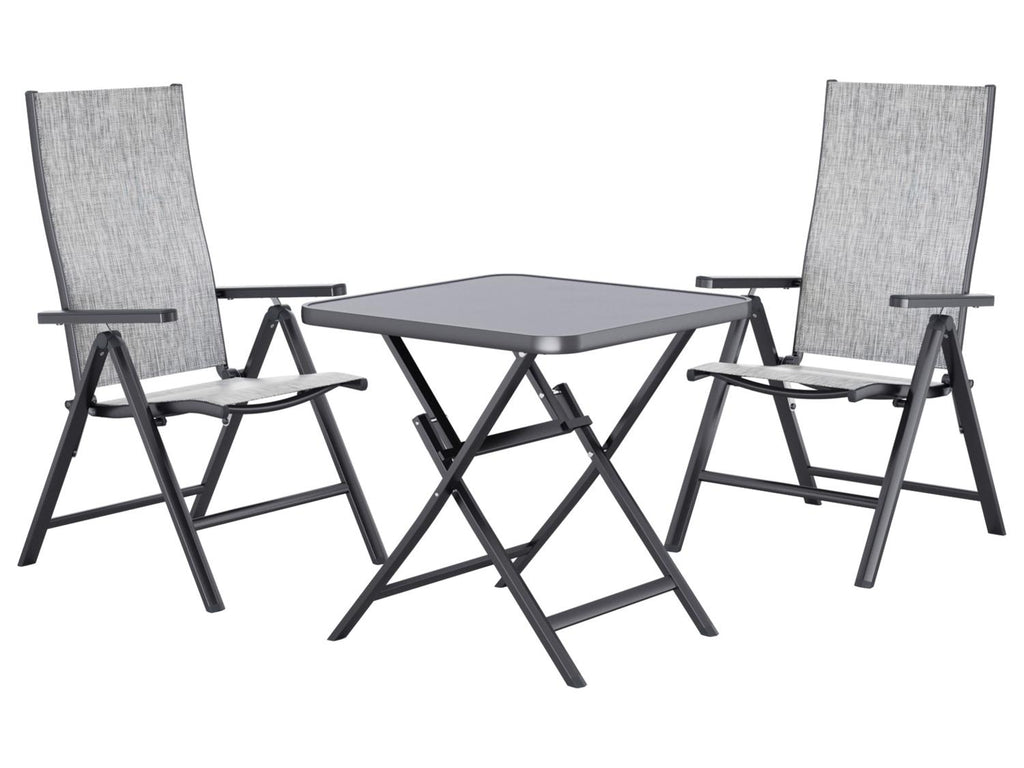 Table de jardin + Lot de 2 fauteuils en aluminium Houston