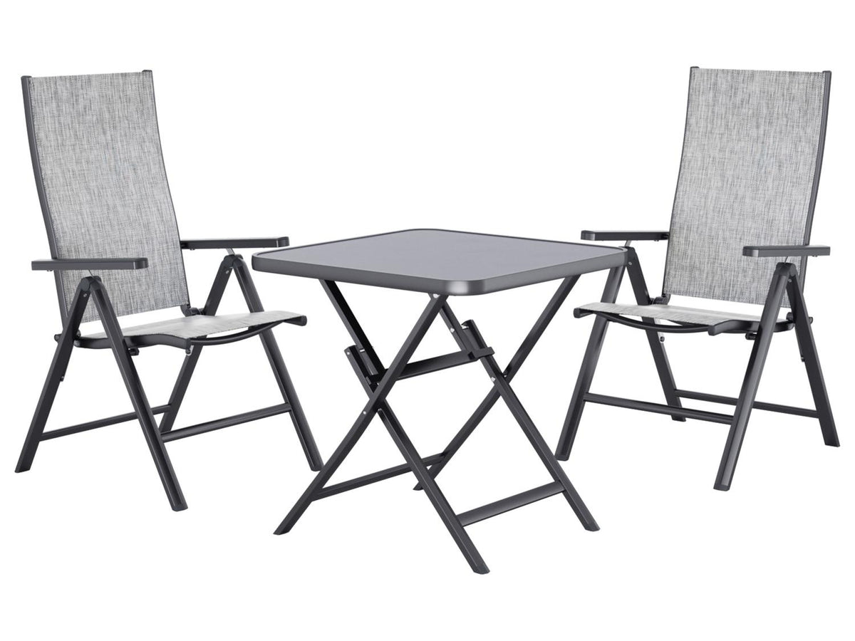 Table de jardin + Lot de 2 fauteuils en aluminium Houston