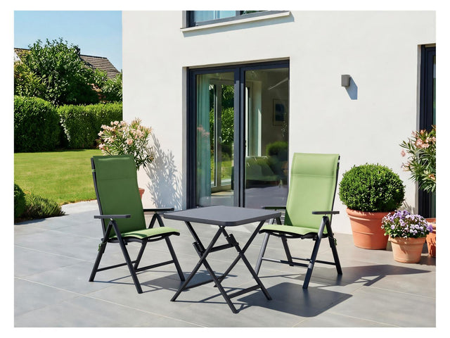 Table de jardin + Lot de 2 fauteuils Toronto