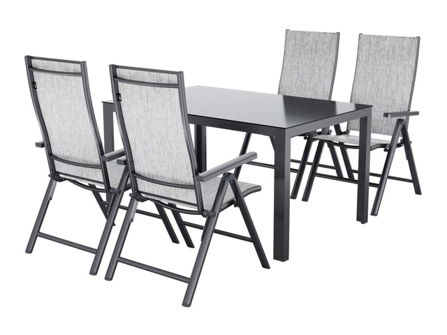 Table de jardin + Lot de 4 fauteuils en aluminium Houston