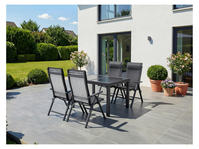 Table de jardin + Lot de 4 fauteuils en aluminium Houston
