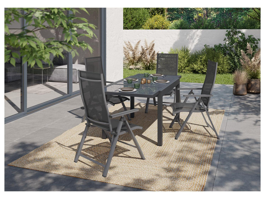 Table de jardin + Lot de 4 fauteuils Houston