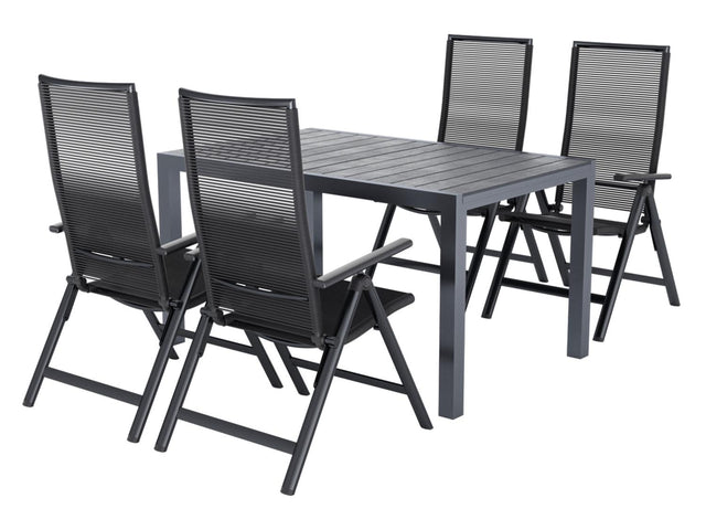Table de jardin + Lot de 4 fauteuils Miami