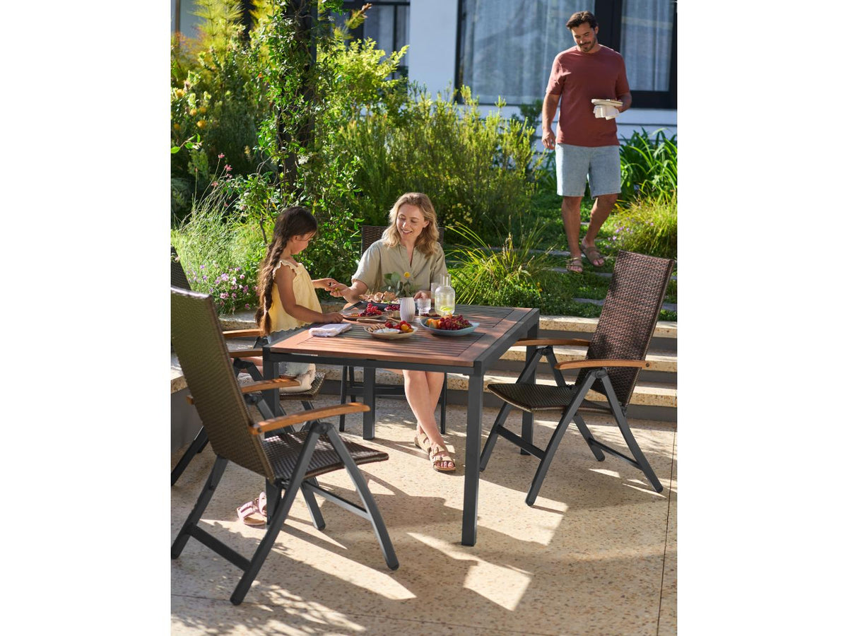 Table de jardin + Lot de 4 fauteuils pliants Valencia