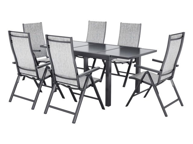 Table de jardin + Lot de 6 fauteuils en aluminium Houston