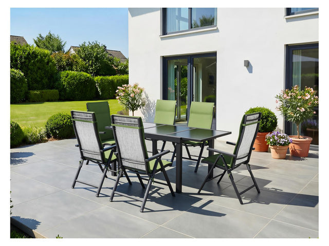 Table de jardin + Lot de 6 fauteuils en aluminium Houston
