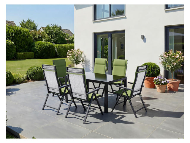 Table de jardin + Lot de 6 fauteuils en aluminium Houston