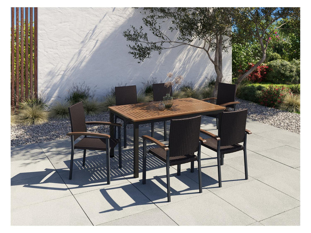 Table de jardin + Lot de 6 fauteuils en résine tressée Valencia