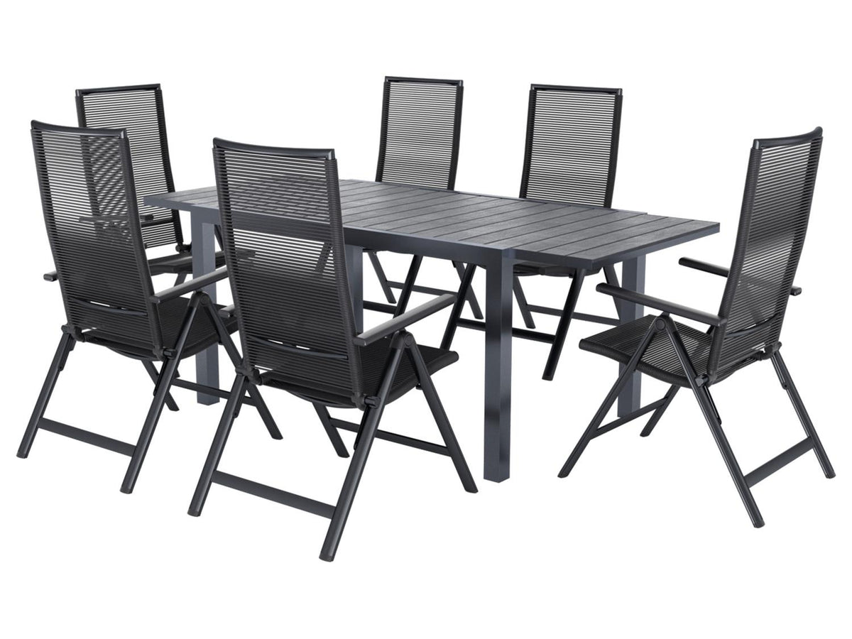 Table de jardin + Lot de 6 fauteuils Miami