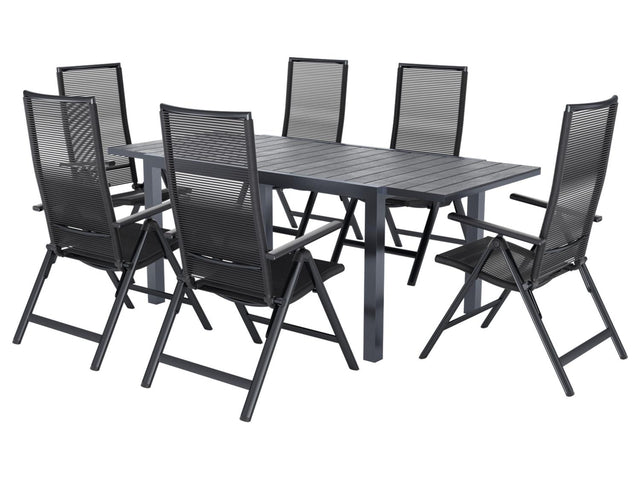 Table de jardin + Lot de 6 fauteuils Miami
