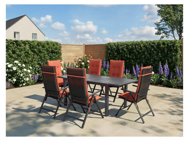 Table de jardin + Lot de 6 fauteuils Miami