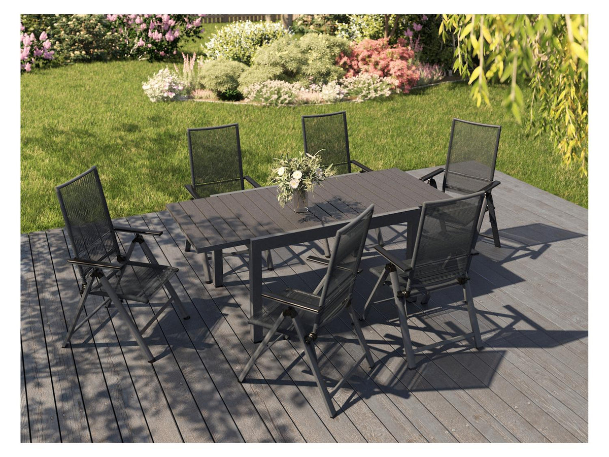 Table de jardin + Lot de 6 fauteuils Miami
