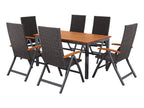 Table de jardin + Lot de 6 fauteuils pliants tressés Valencia