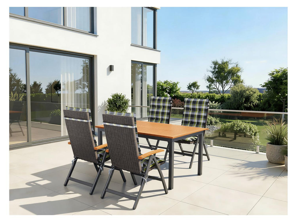 Table de jardin + Lot de 6 fauteuils pliants tressés Valencia