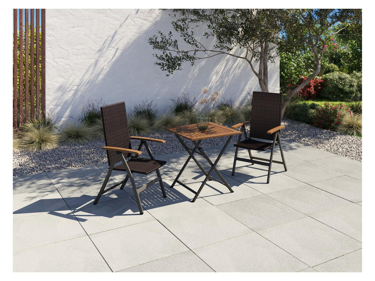 Table de jardin + Lot de 6 fauteuils pliants tressés Valencia