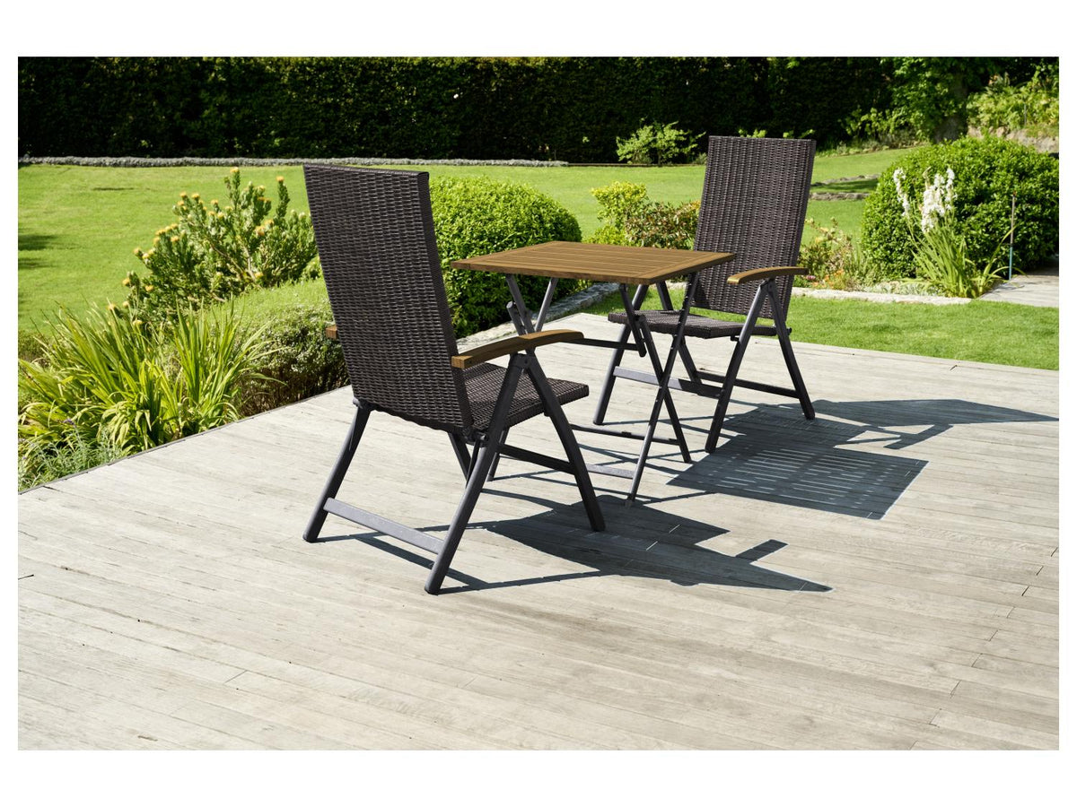 Table de jardin + Lot de 6 fauteuils pliants tressés Valencia