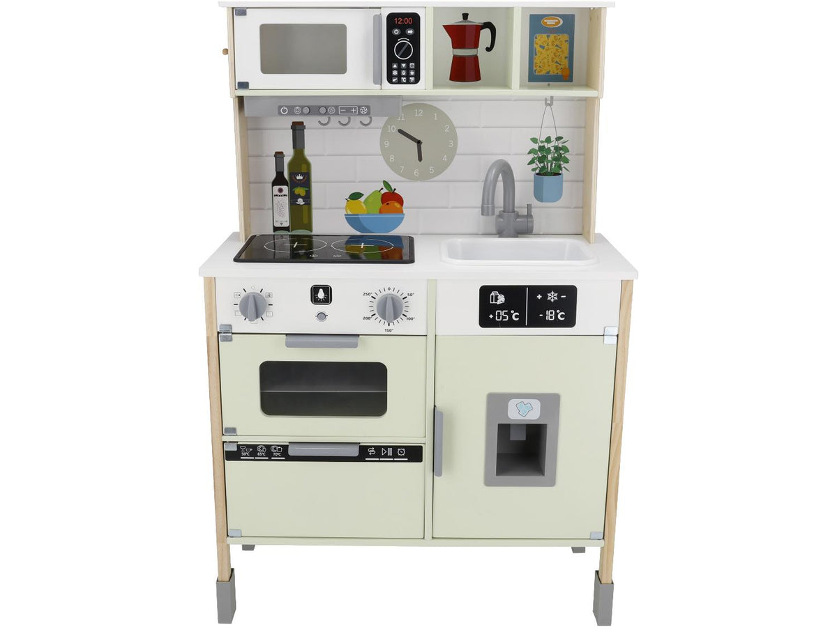 Cuisine en bois, réglable en hauteur sur 3 positions, avec dos utilisable
