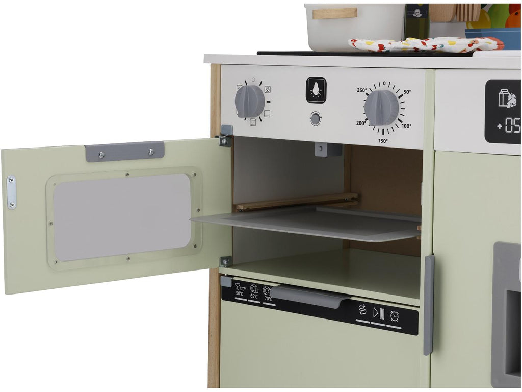 Cuisine en bois, réglable en hauteur sur 3 positions, avec dos utilisable