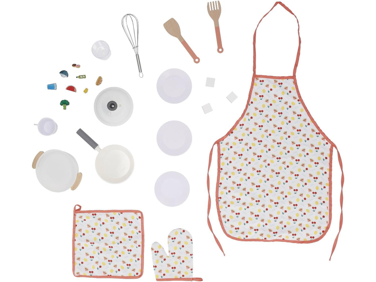 Cuisine en bois, réglable en hauteur sur 3 positions, avec dos utilisable