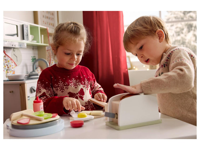 Cuisine en bois, réglable en hauteur sur 3 positions, avec dos utilisable