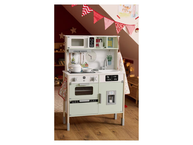 Cuisine en bois, réglable en hauteur sur 3 positions, avec dos utilisable