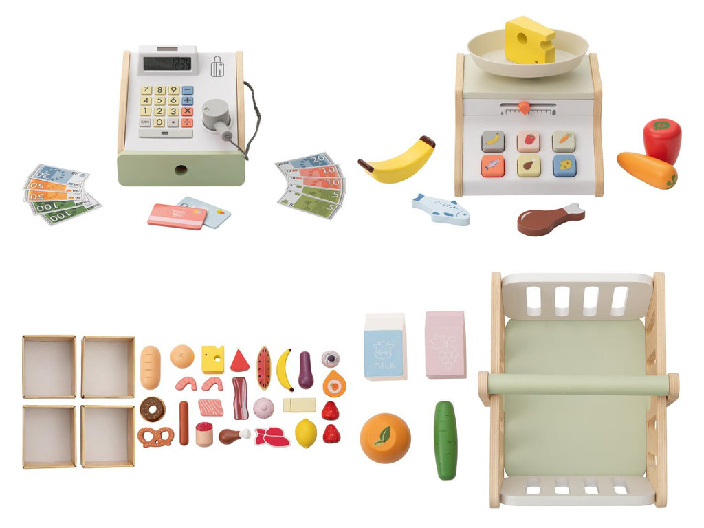 Ensemble caisse enregistreuse / ensemble balance / ensemble caisses de courses / panier d'achat