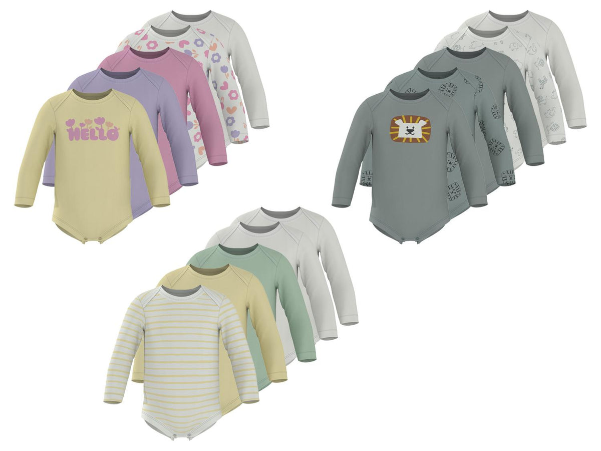 Lot de 5 bodys bébé à manches longues