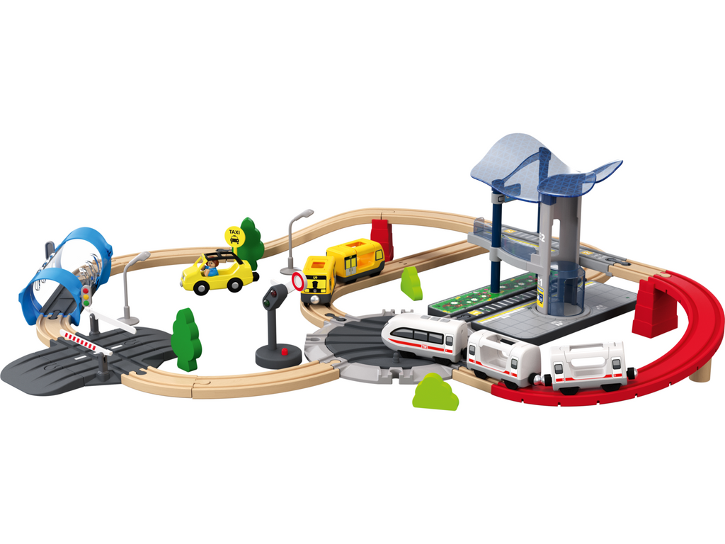Set chemin de fer en bois XL City Express ou Dinoland