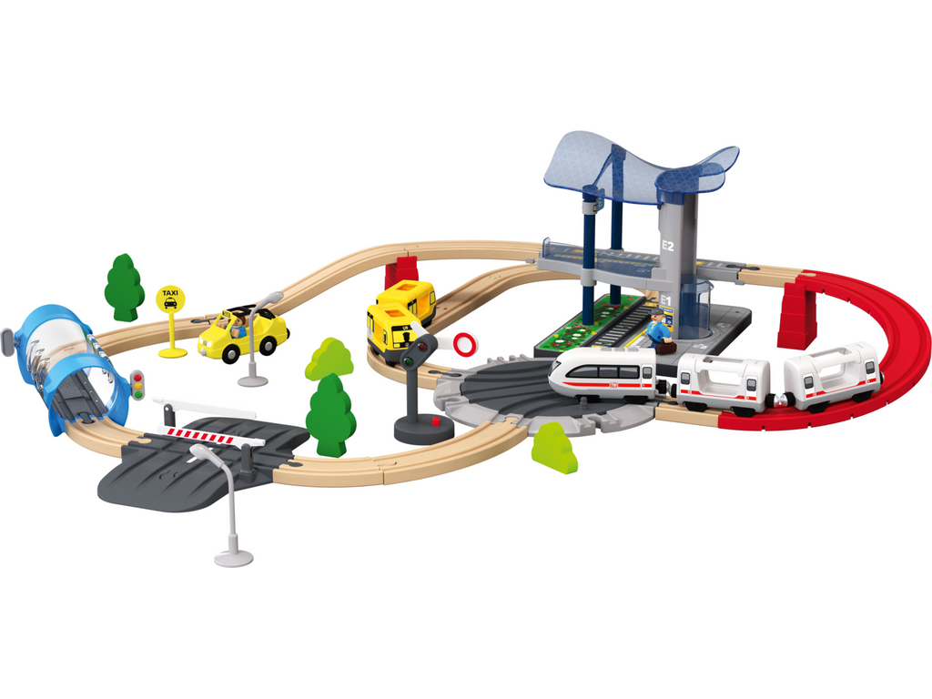 Set chemin de fer en bois XL City Express ou Dinoland